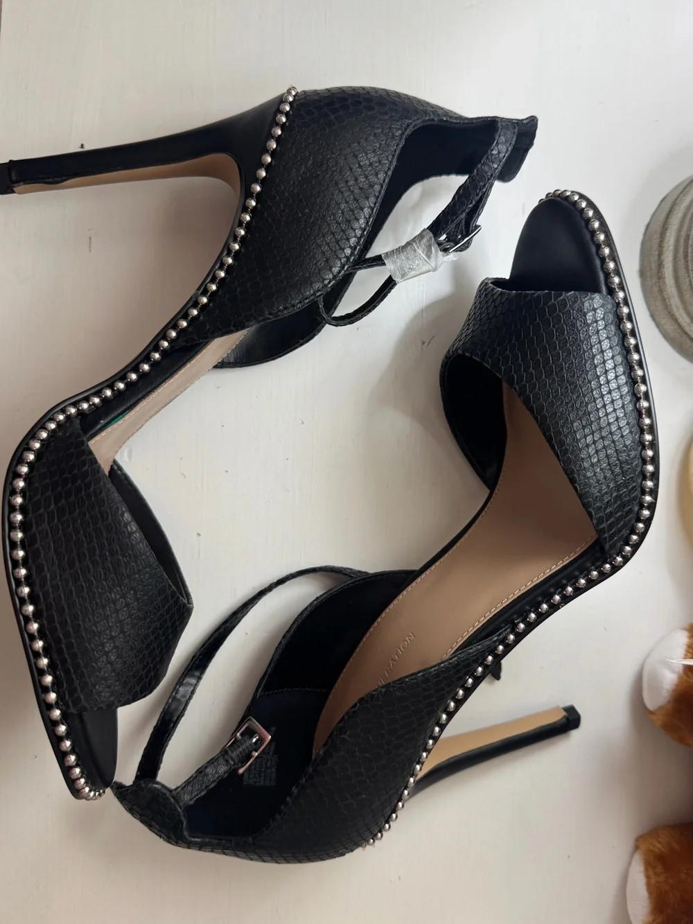 Black Studded Open-Toe High Heel Sandals
